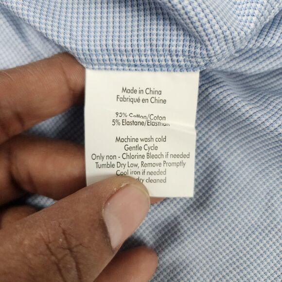 John Varvatos Star USA Men's Dress Shirt Size 18 34/35 Blue Regular Fit Stretch - Picture 7 of 14